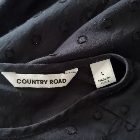 Women's size L 'COUNTRY ROAD' Gorgeous black frill sleeve cotton top - AS NEW - Picture 6 of 7